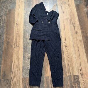 Elisabetta Franchi Black Pinstripe One Shoulder Jumpsuit Size 44 US M